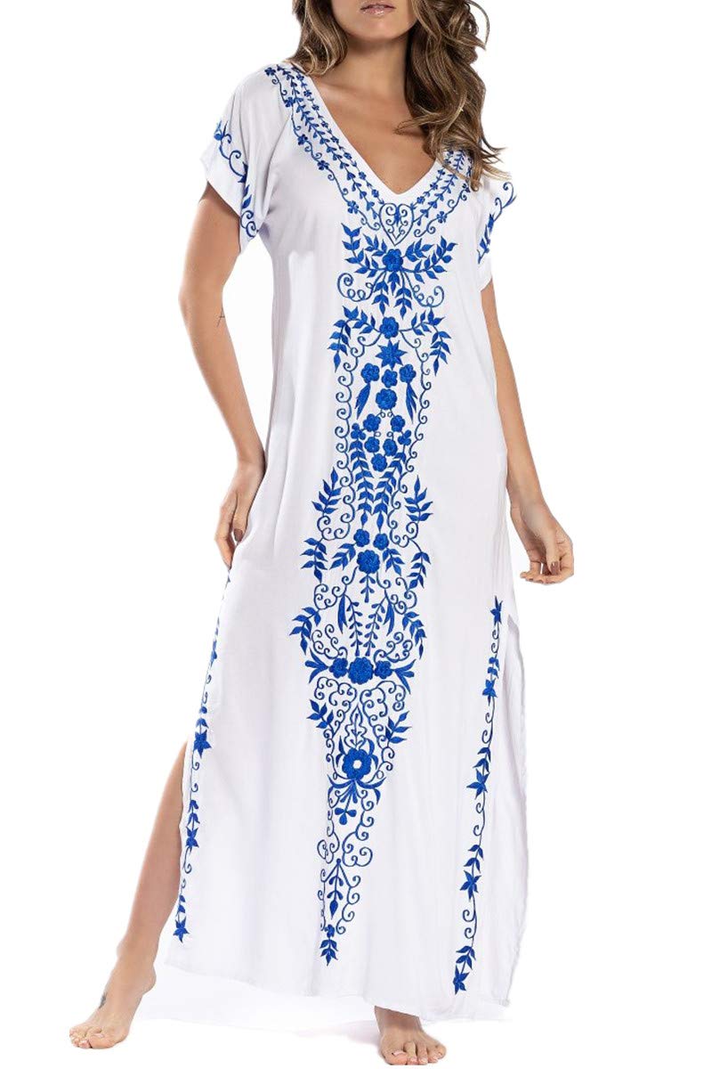 Eugenia Kimono Femme – Robe Plage Longue Ample, Col V & Manches Amples Cover-Up Été
