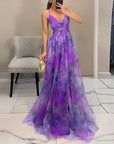 Robe maxi femme en mesh floral – Buste ajusté jupe fluide