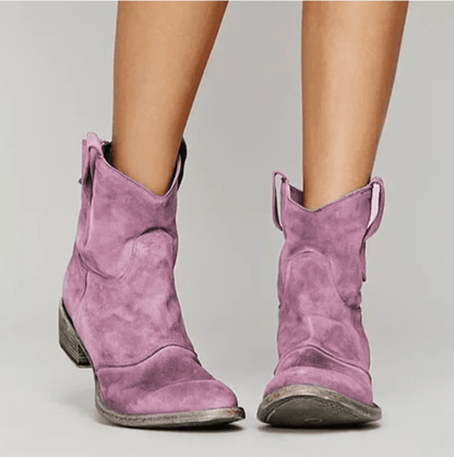 Bottines Western Femme Romane en Cuir à Talon Bas