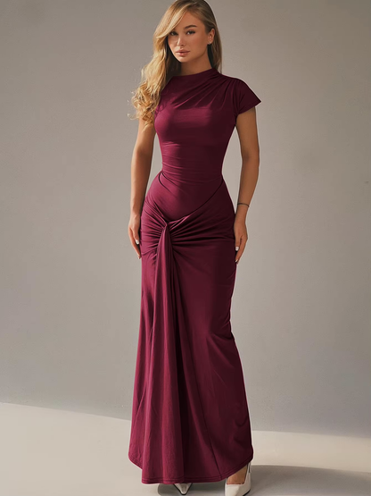 Robe Maxi Femme Encolure Asymétrique – Dos à Lacets Coupe Slim