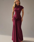 Robe Maxi Femme Encolure Asymétrique – Dos à Lacets Coupe Slim