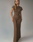 Robe Maxi Femme Encolure Asymétrique – Dos à Lacets Coupe Slim