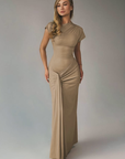 Robe Maxi Femme Encolure Asymétrique – Dos à Lacets Coupe Slim