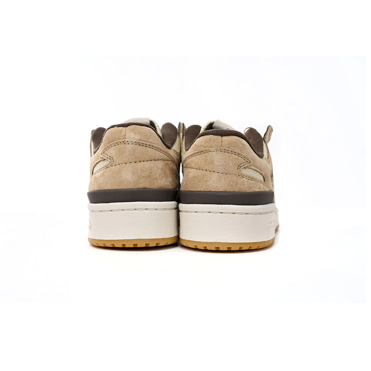 Adidas Forum Low x Atmos Khaki Brown baskets basses homme et femme en cuir kaki marron, vue de face