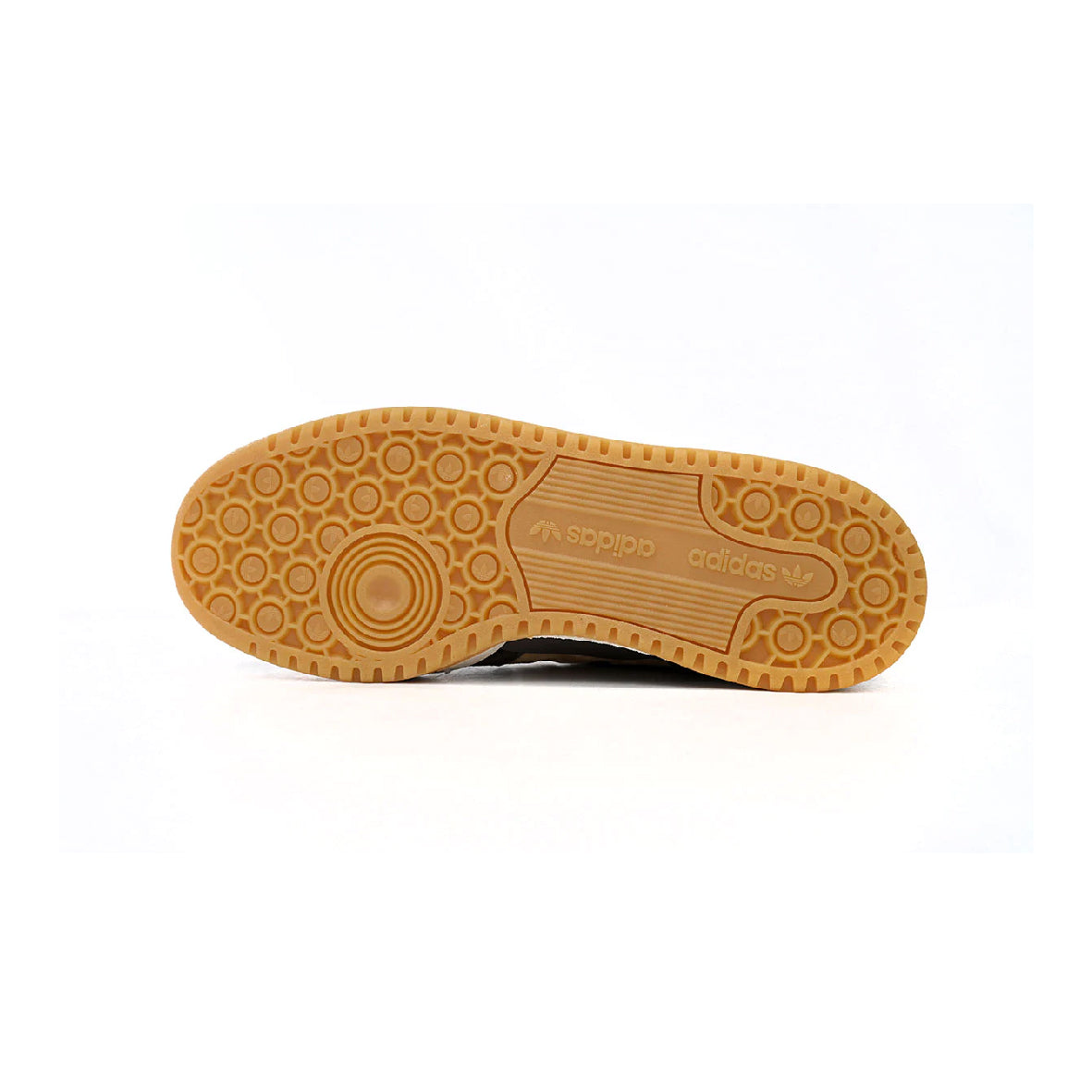 Adidas Forum Low x Atmos Khaki Brown baskets basses homme et femme en cuir kaki marron, détail semelle
