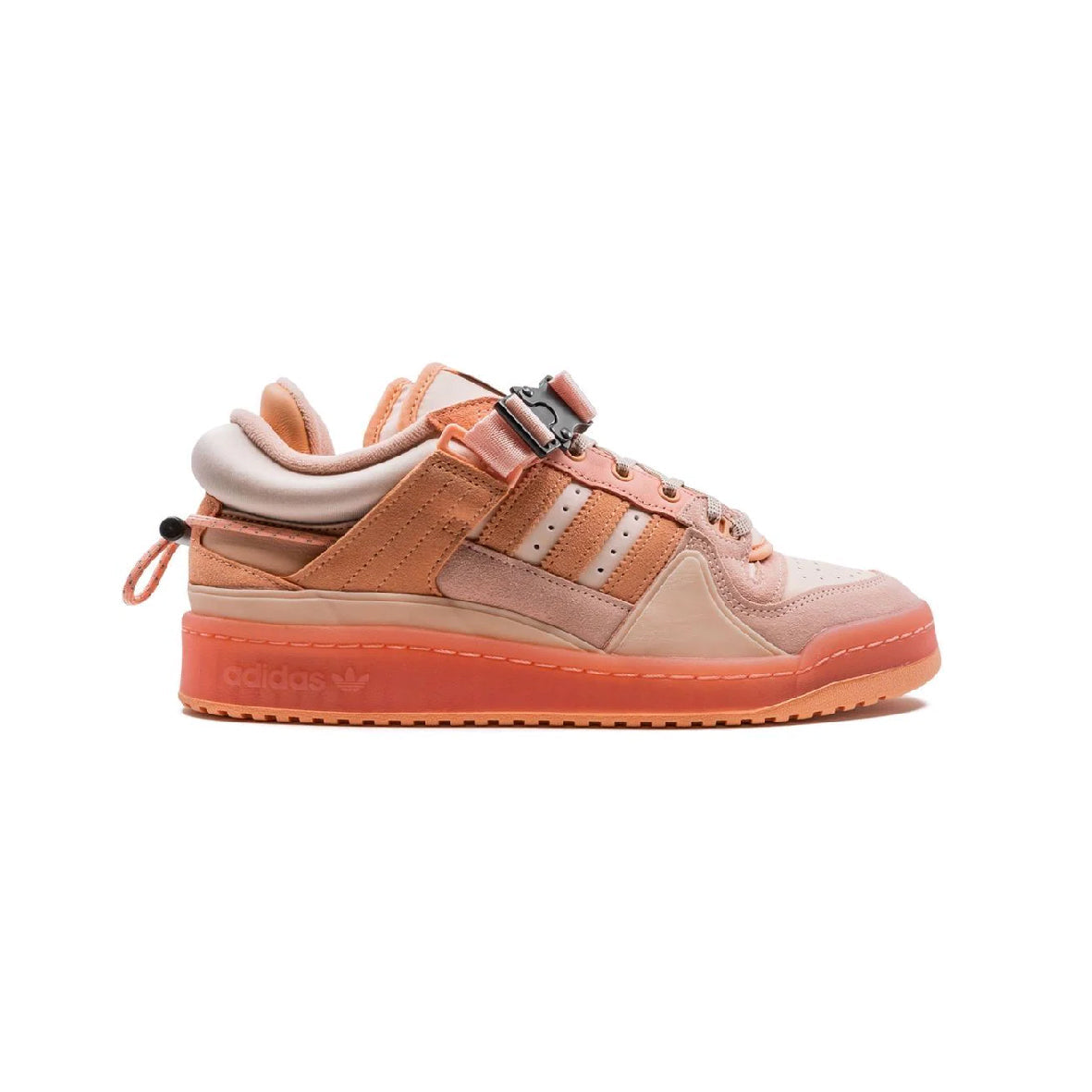 Adidas Forum Low x Bad Bunny Easter Egg baskets basses homme et femme en cuir rose, vue de profil