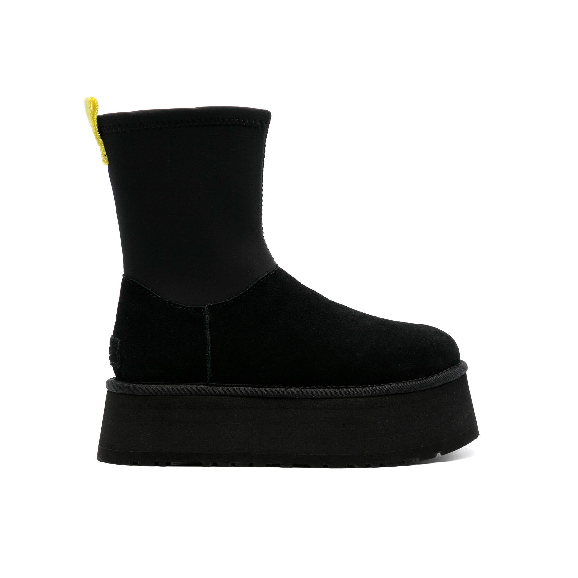 UGG Classic Dipper Boot Black bottines fourrées femme en daim et peau de mouton noir, vue de profil
