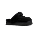 UGG Disquette Plateforme Black – Mules Plateforme Femme en Daim et Peau de Mouton