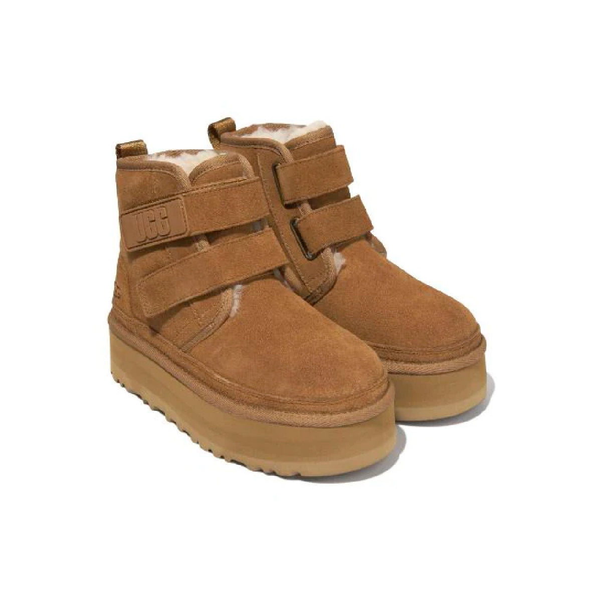 UGG Neumel Plateforme Camel bottines à plateforme femme en daim et peau de mouton camel, vue de face