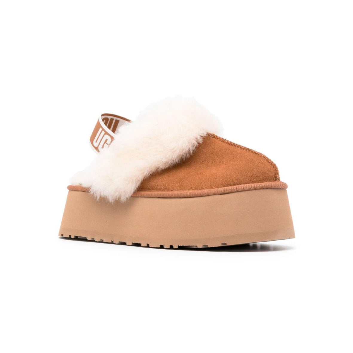 UGG Funkette Plateforme Camel sabots à plateforme femme en daim et peau de mouton camel, vue de face