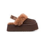 UGG Funkette Plateforme Brown – Mules Plateforme Femme en Daim et Peau de Mouton