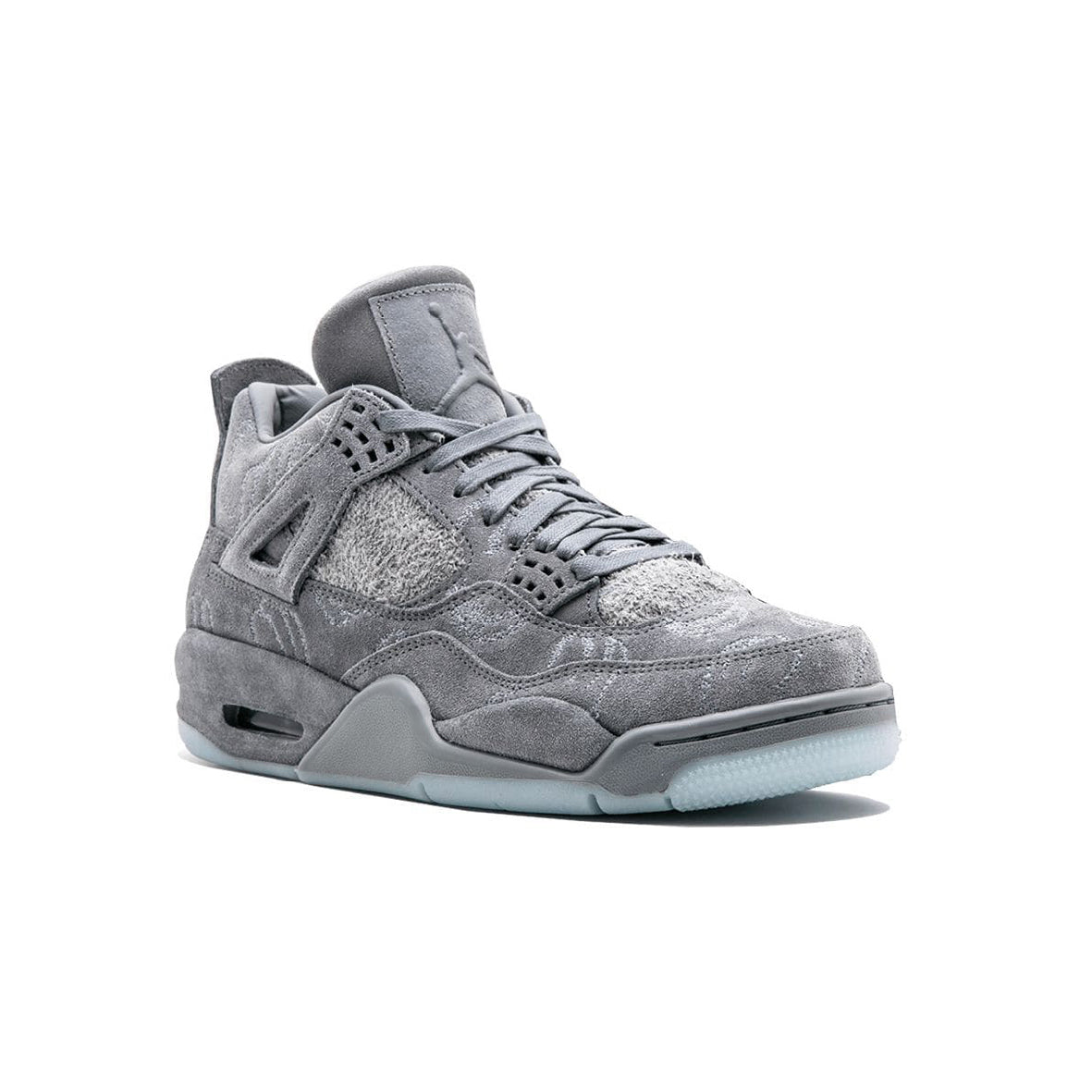 Air Jordan 4 Kaws baskets homme et femme en cuir gris, vue de face