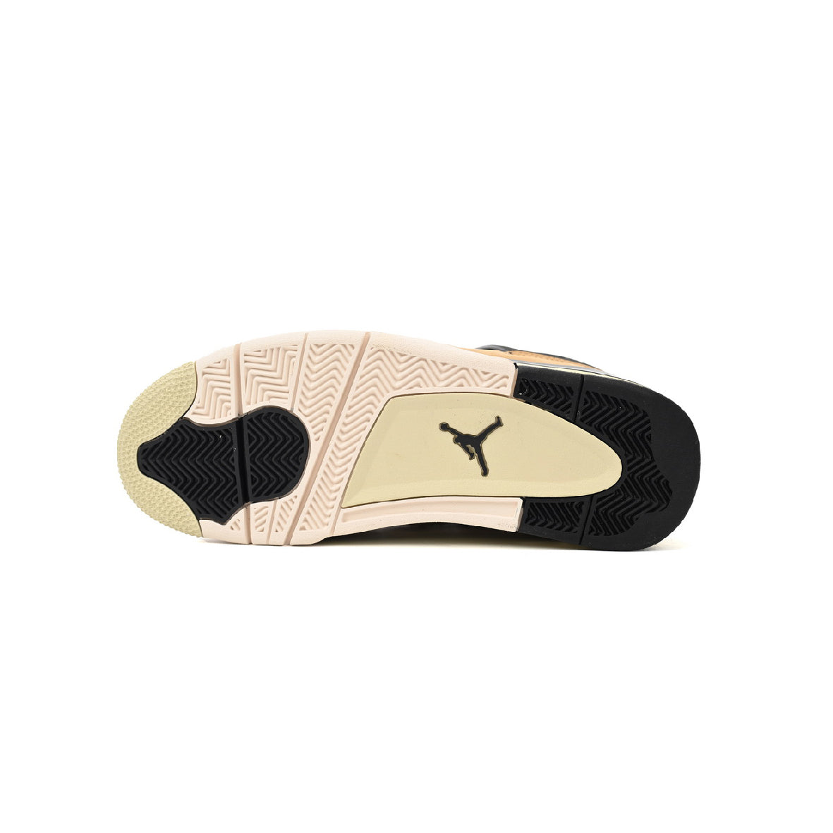Air Jordan 4 Fossil baskets homme et femme en cuir beige, détail tige