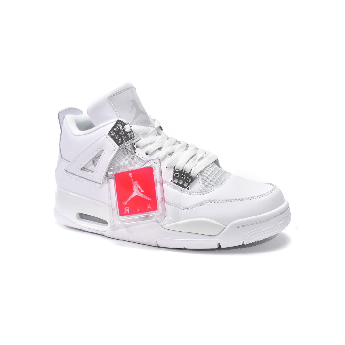 Air Jordan 4 Pure Money baskets homme et femme en cuir blanc, vue de face
