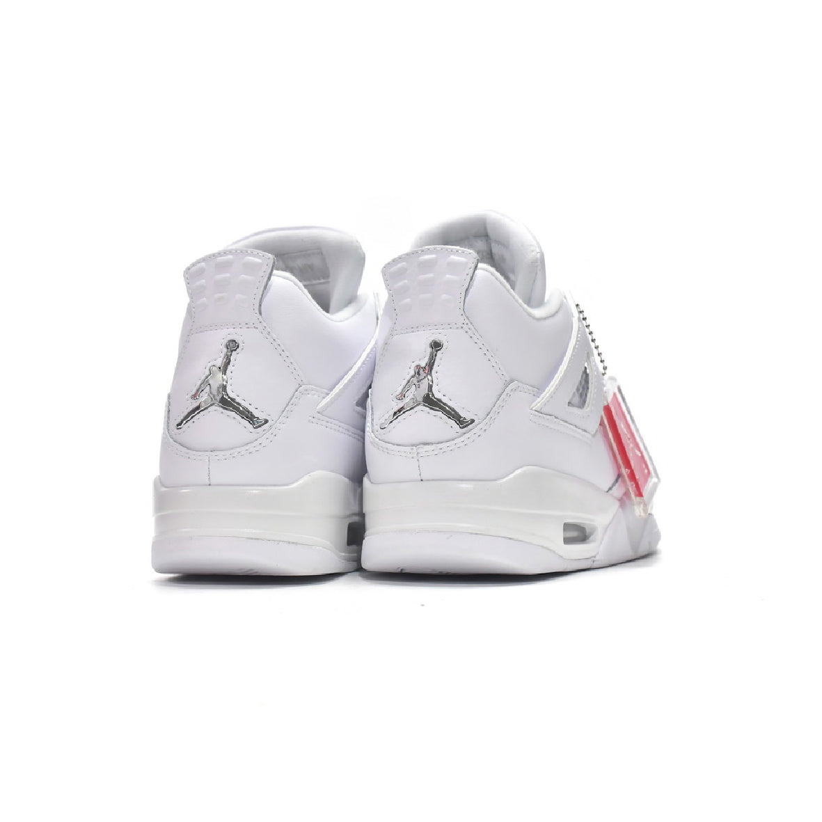 Air Jordan 4 Pure Money baskets homme et femme en cuir blanc, détail semelle