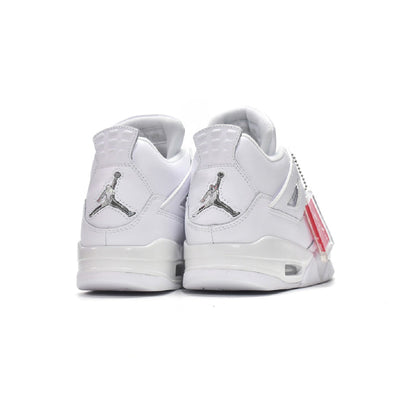 Air Jordan 4 Pure Money baskets homme et femme en cuir blanc, détail semelle