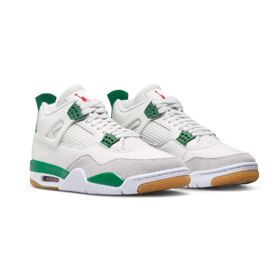 Air Jordan 4 Pine Green Calaite baskets homme et femme en daim vert, vue de face