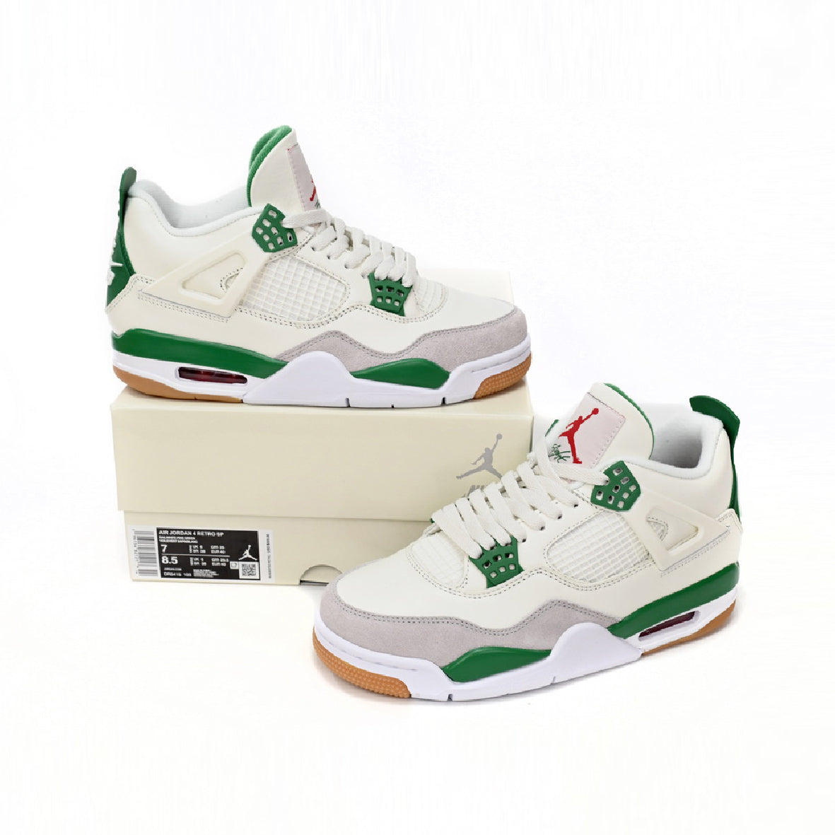Air Jordan 4 Pine Green Calaite baskets homme et femme en daim vert, vue arrière