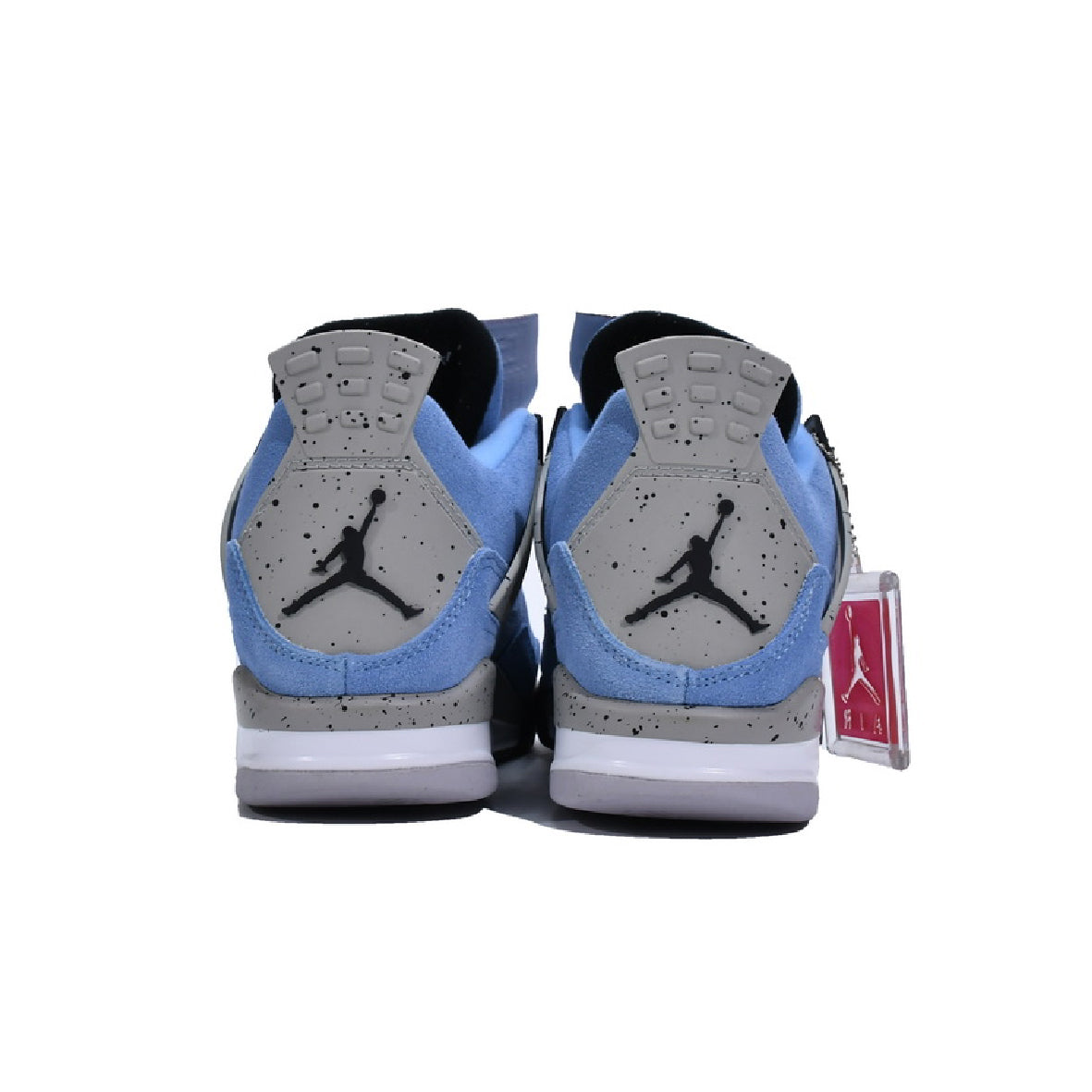 Air Jordan 4 University Blue baskets homme et femme en daim bleu, détail semelle