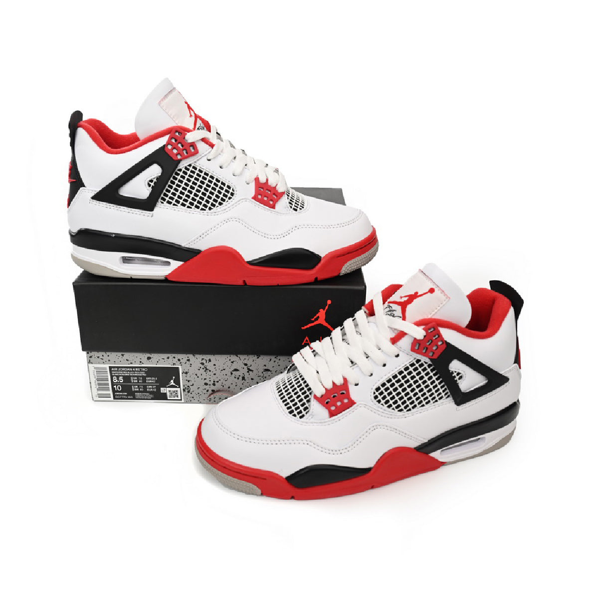 Air Jordan 4 Fire Red baskets homme et femme en cuir rouge, vue arrière