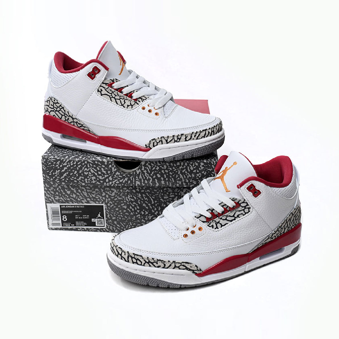 Air Jordan 3 Cardinal Red baskets homme et femme en cuir rouge, vue arrière