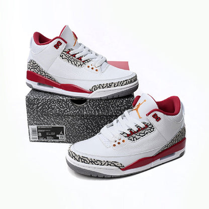 Air Jordan 3 Cardinal Red baskets homme et femme en cuir rouge, vue arrière