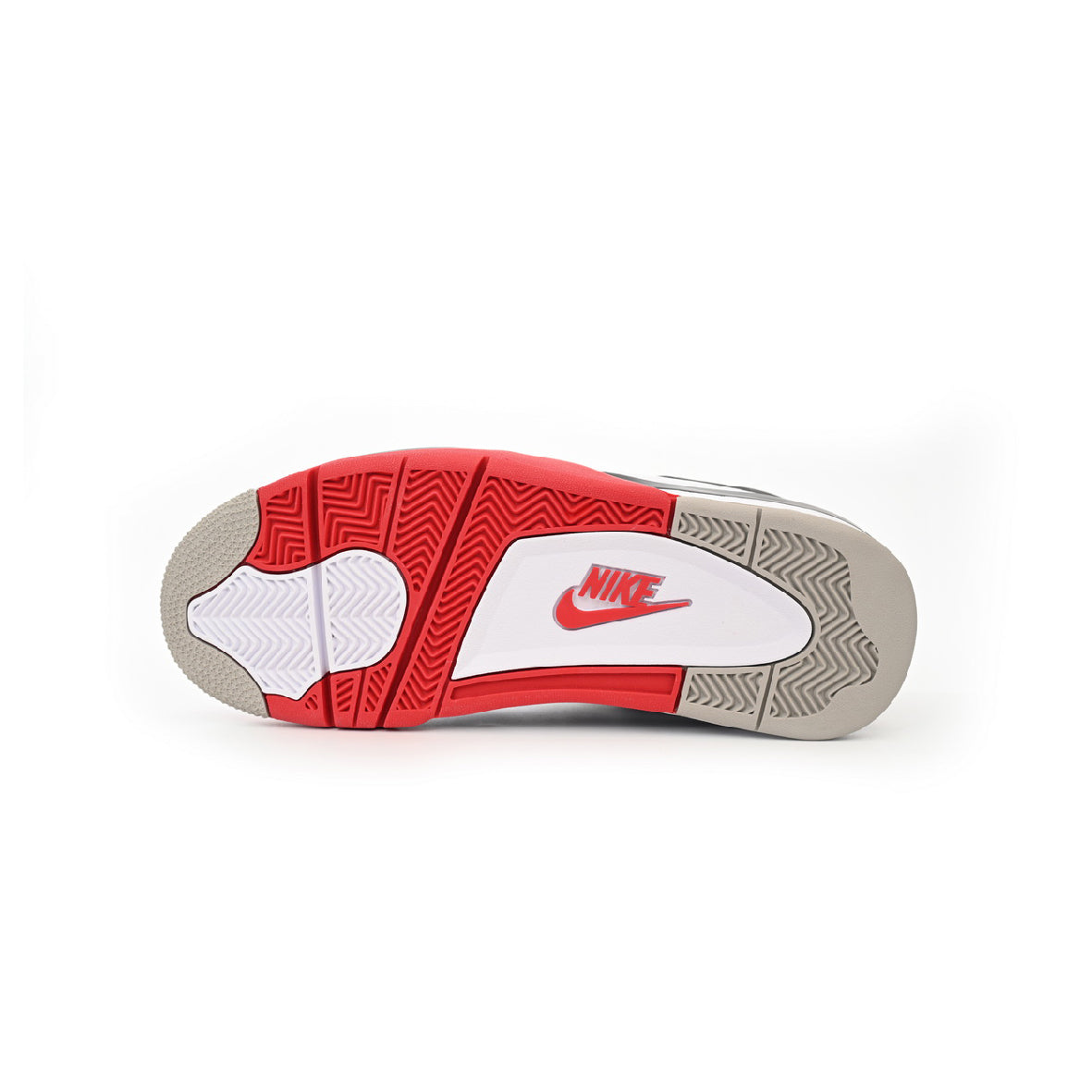 Air Jordan 4 Fire Red baskets homme et femme en cuir rouge, détail tige