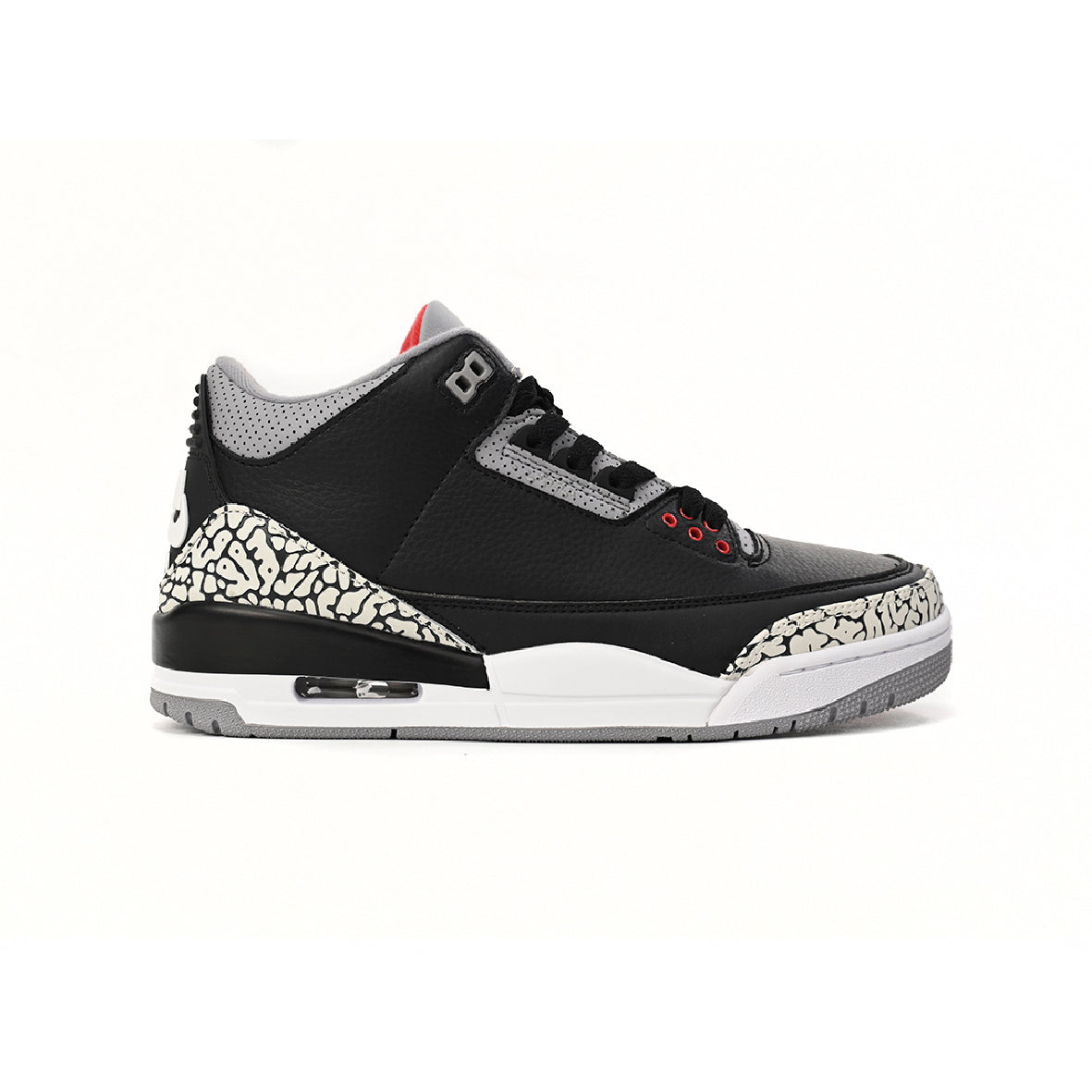Air Jordan 3 A Ma Maniere Black Cement baskets homme et femme en cuir noir gris, vue de profil