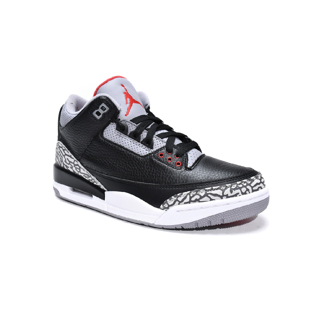 Air Jordan 3 A Ma Maniere Black Cement baskets homme et femme en cuir noir gris, vue de face