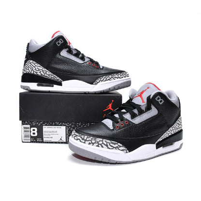 Air Jordan 3 A Ma Maniere Black Cement baskets homme et femme en cuir noir gris, vue arrière
