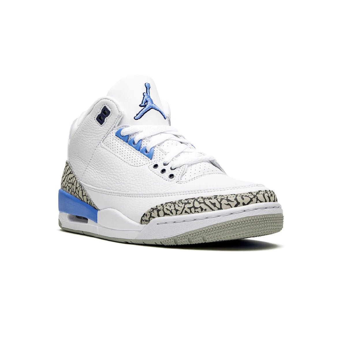 Air Jordan 3 UNC baskets homme et femme en cuir bleu, vue de face