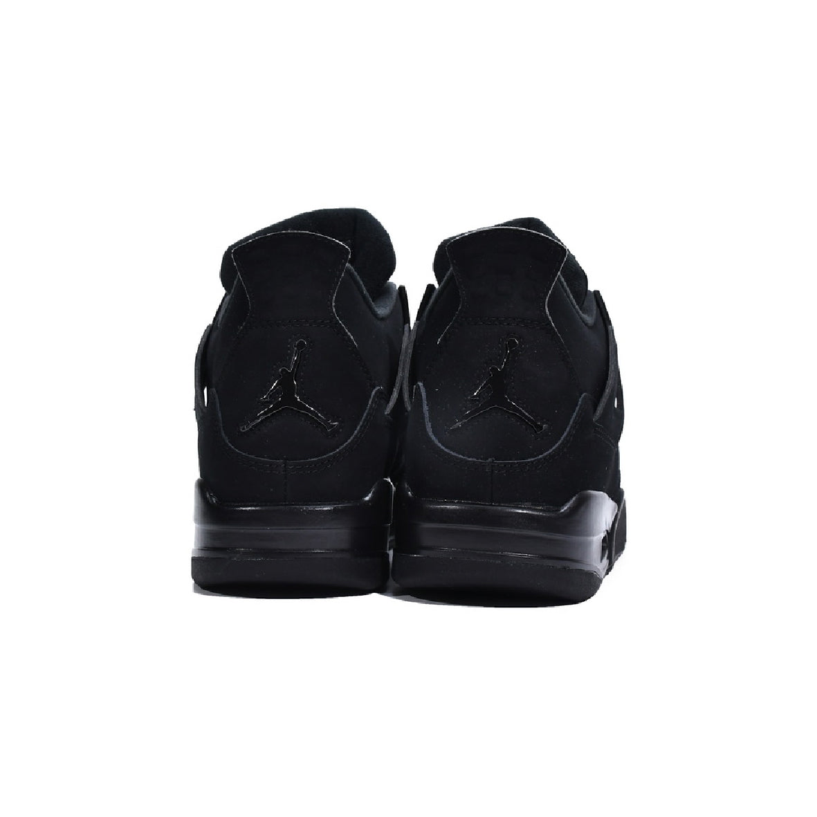 Air Jordan 4 Black Cat baskets homme et femme en mesh noir, détail semelle
