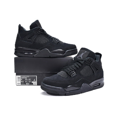 Air Jordan 4 Black Cat baskets homme et femme en mesh noir, vue arrière