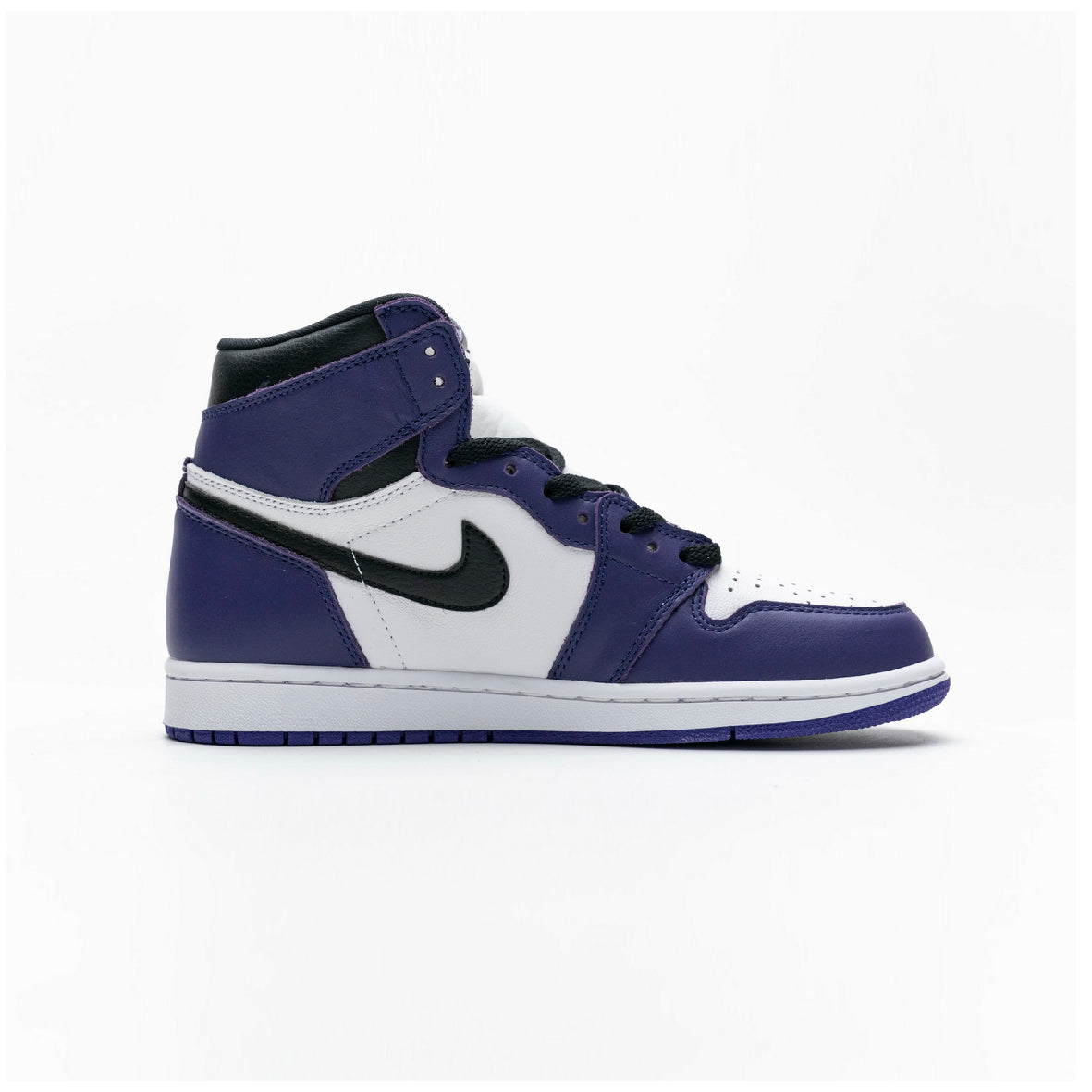 Air Jordan 1 High Court Purple baskets montantes homme en cuir violet, vue de profil