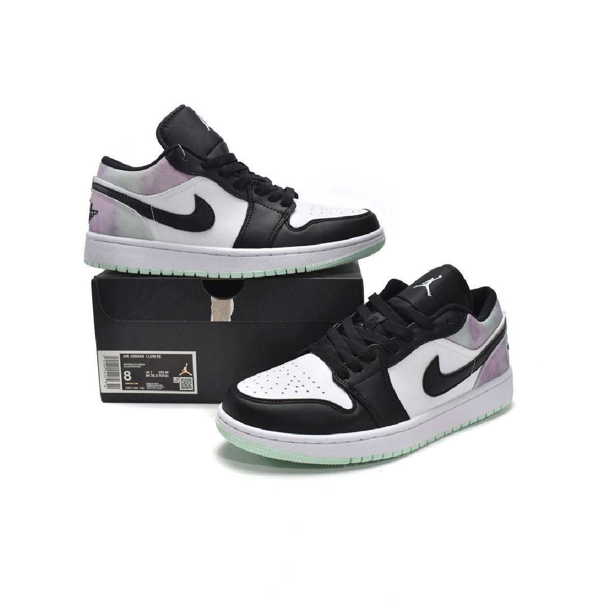 Air Jordan 1 Low Tie Dye baskets basses homme et femme en cuir multicolore, vue arrière