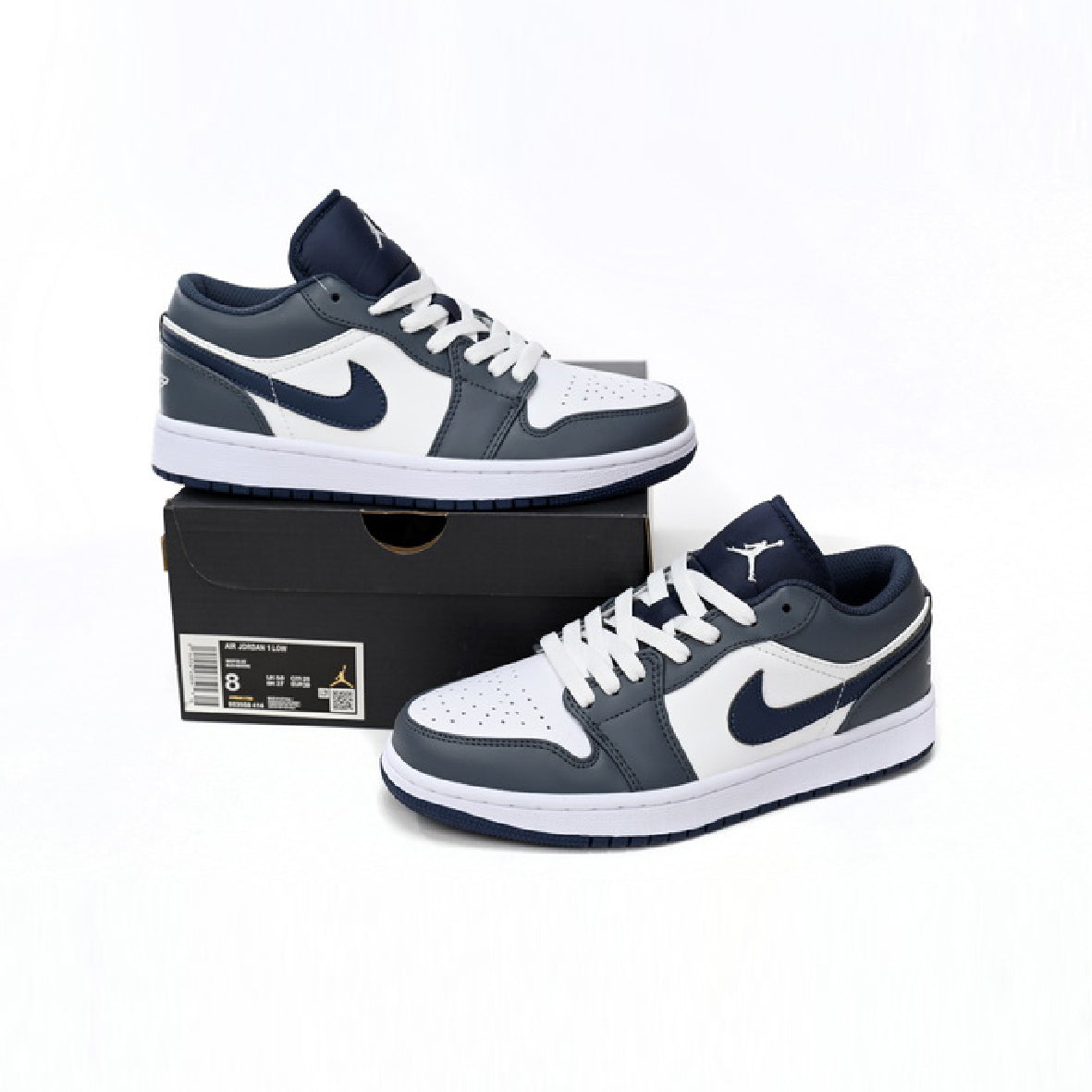 Air Jordan 1 Low White Gray Orchid baskets basses homme et femme en cuir blanc gris, détail semelle