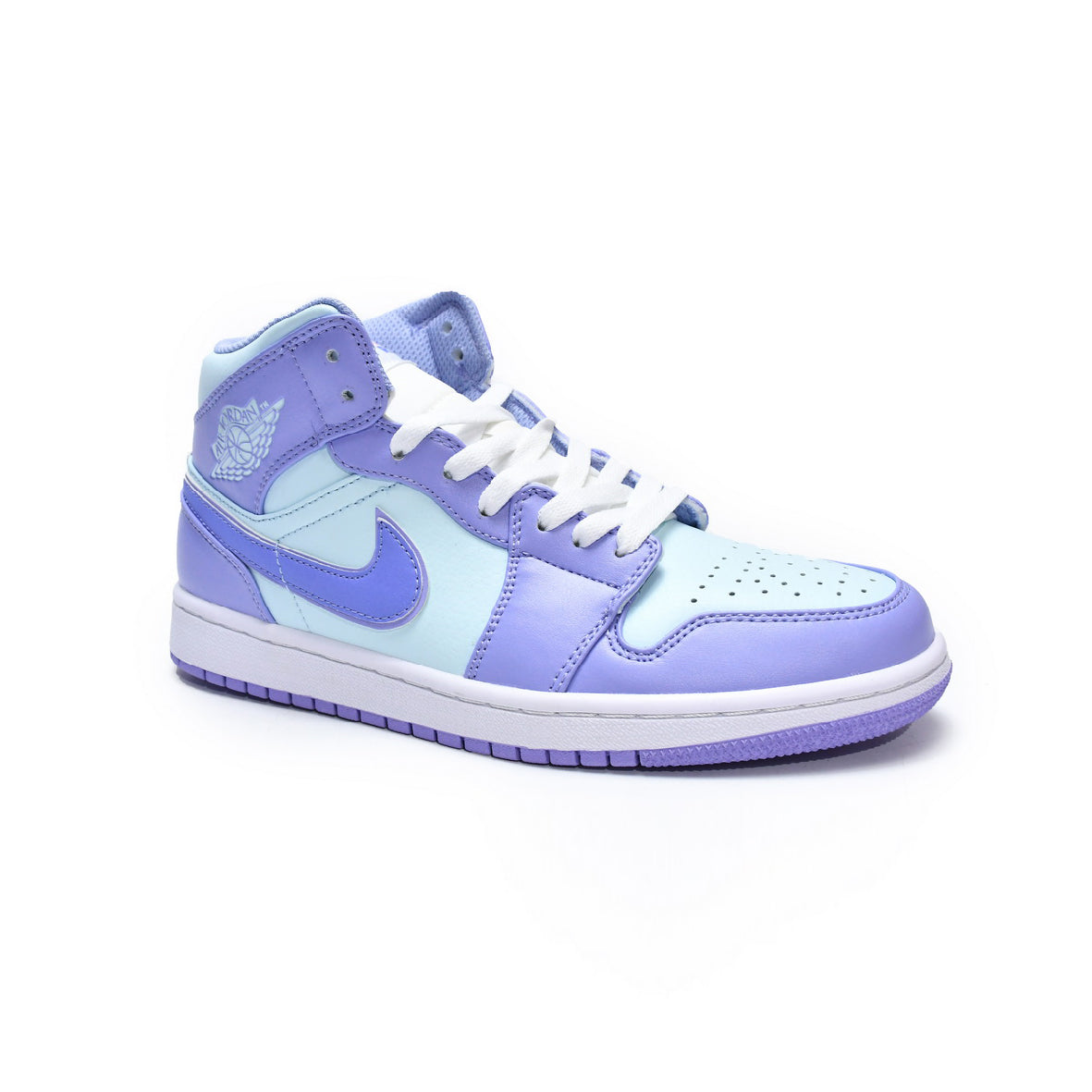 Air Jordan 1 Mid Purple Pulse baskets mi-montantes homme et femme en cuir violet, vue de face