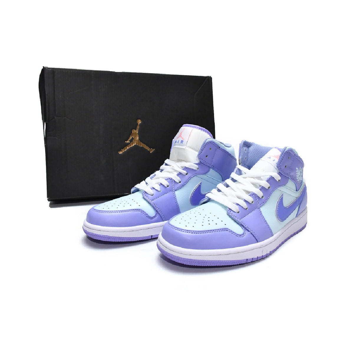 Air Jordan 1 Mid Purple Pulse baskets mi-montantes homme et femme en cuir violet, vue arrière