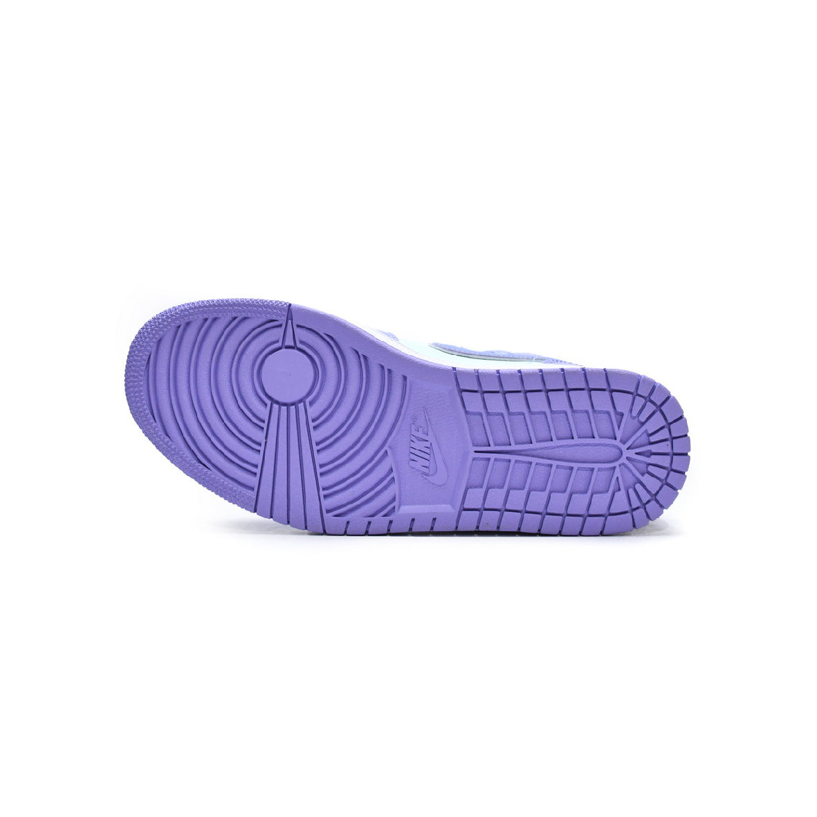 Air Jordan 1 Mid Purple Pulse baskets mi-montantes homme et femme en cuir violet, détail tige