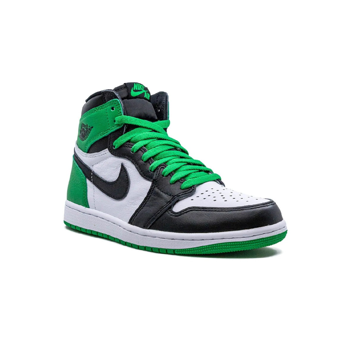 Air Jordan 1 High Lucky Green baskets montantes homme et femme en cuir vert, vue de face