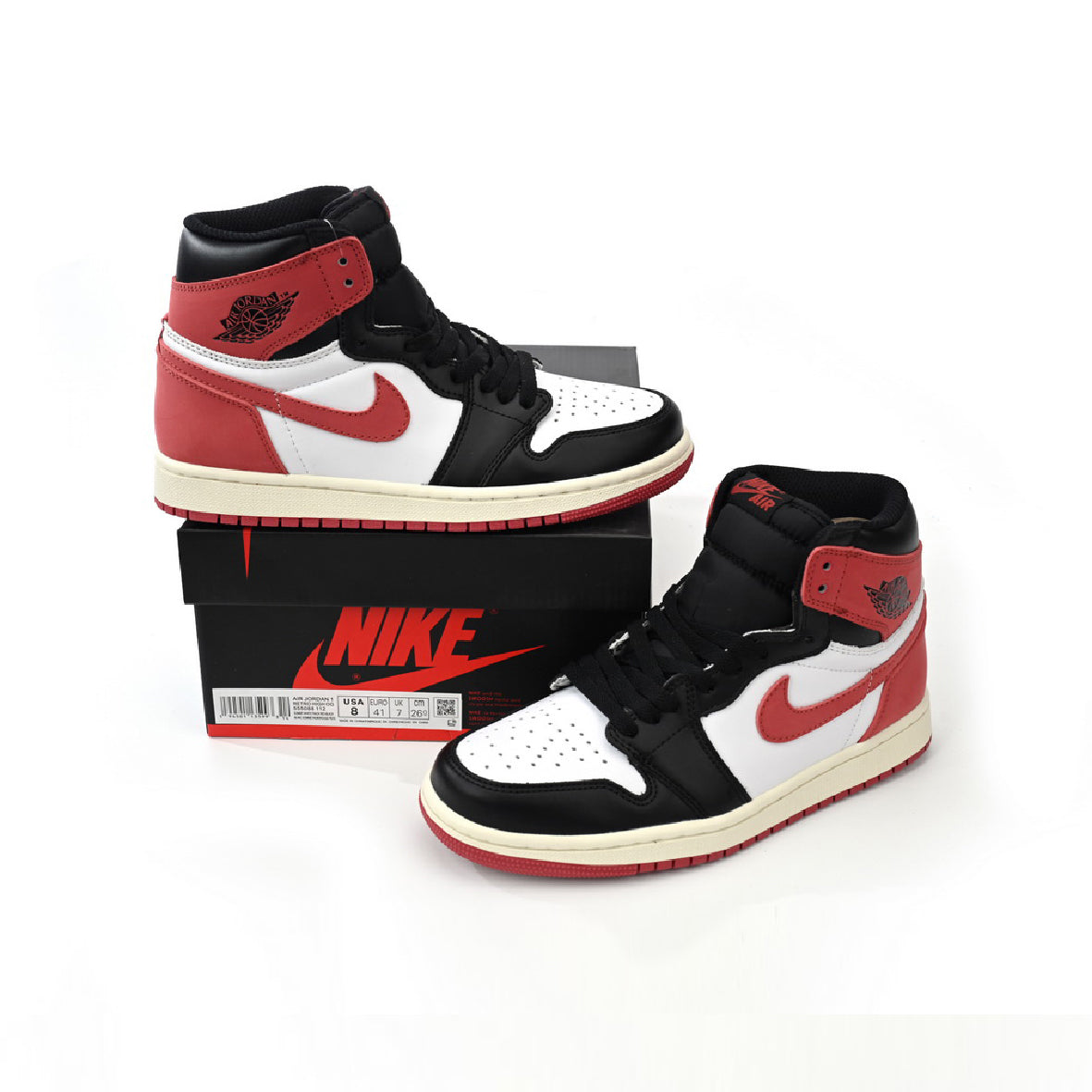 Air Jordan 1 High Track Red baskets montantes homme et femme en daim rouge, vue arrière