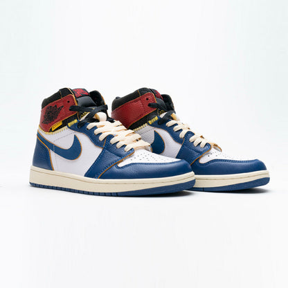Air Jordan 1 High Union Los Angeles Blue Toe baskets montantes homme en cuir bleu, vue de face