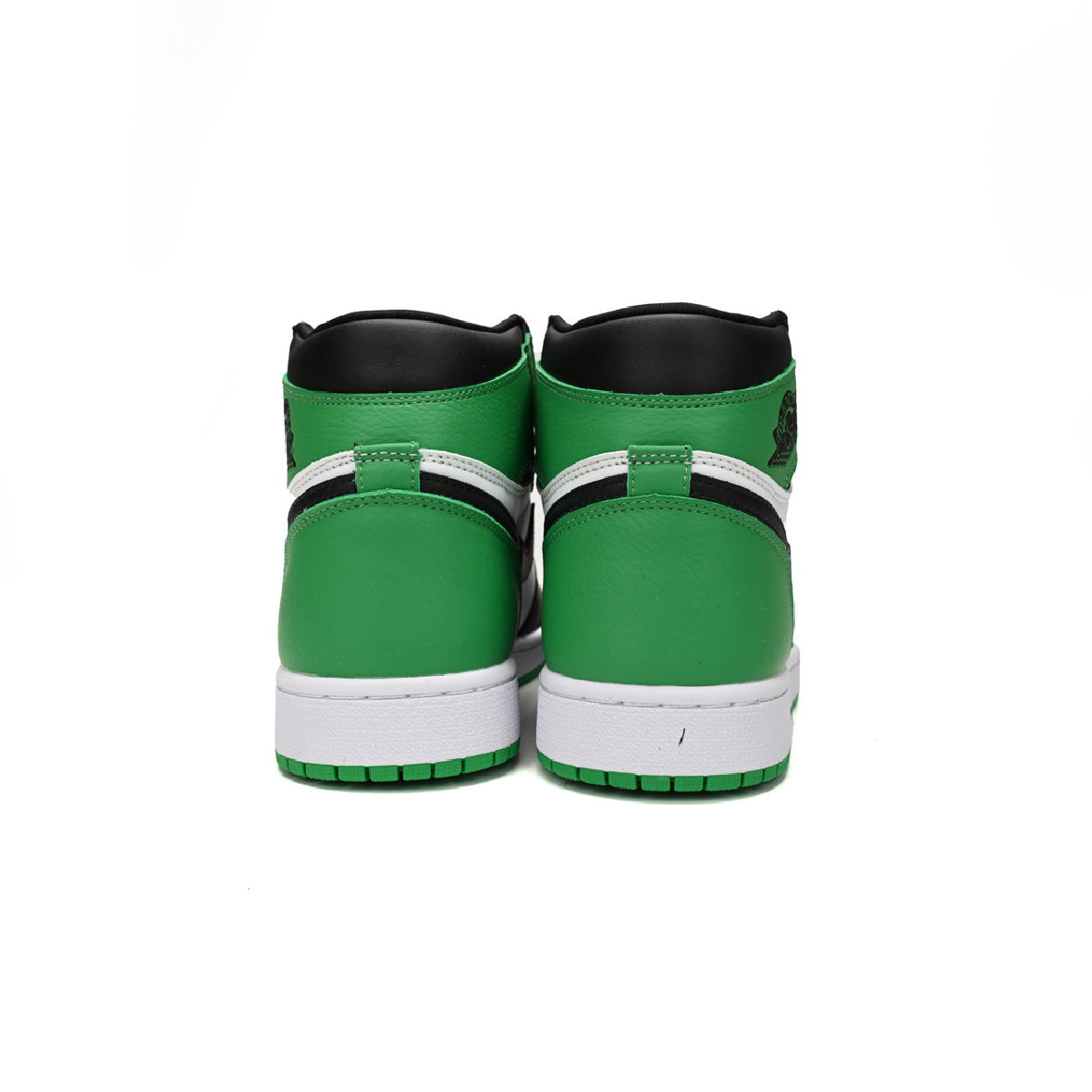 Air Jordan 1 High Lucky Green baskets montantes homme et femme en cuir vert, détail semelle