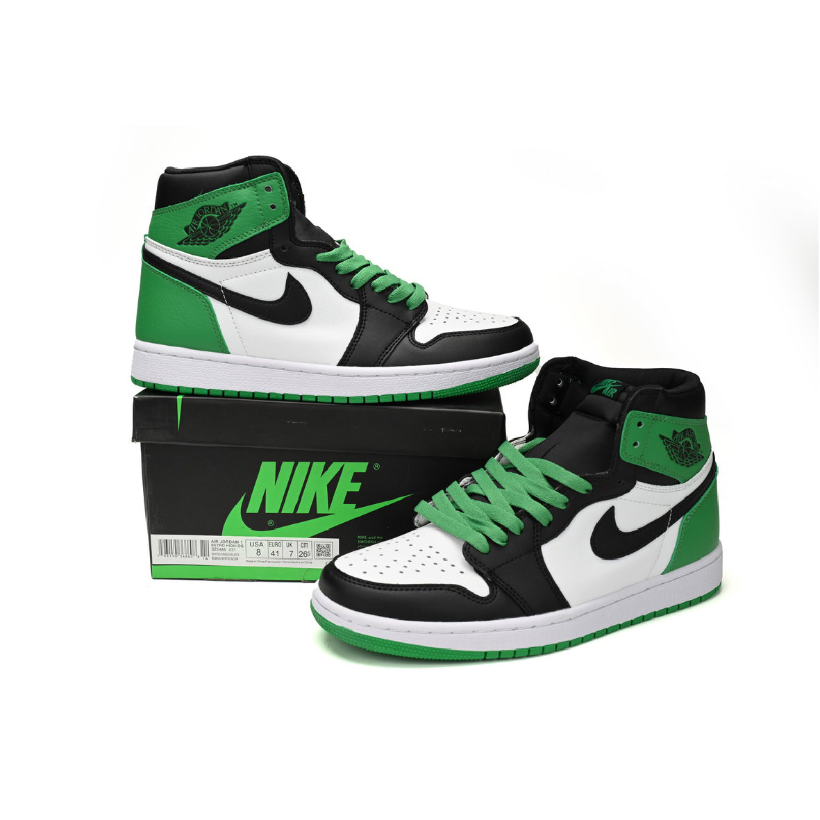 Air Jordan 1 High Lucky Green baskets montantes homme et femme en cuir vert, vue arrière