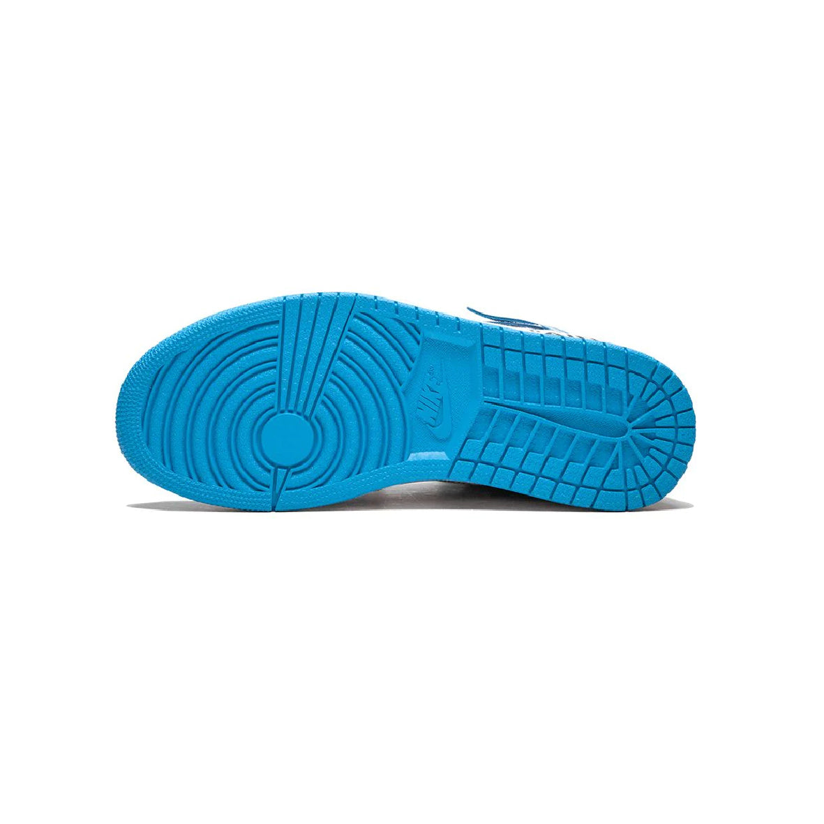 Air Jordan 1 High Off-White University Blue baskets montantes homme et femme en cuir blanc bleu, vue arrière