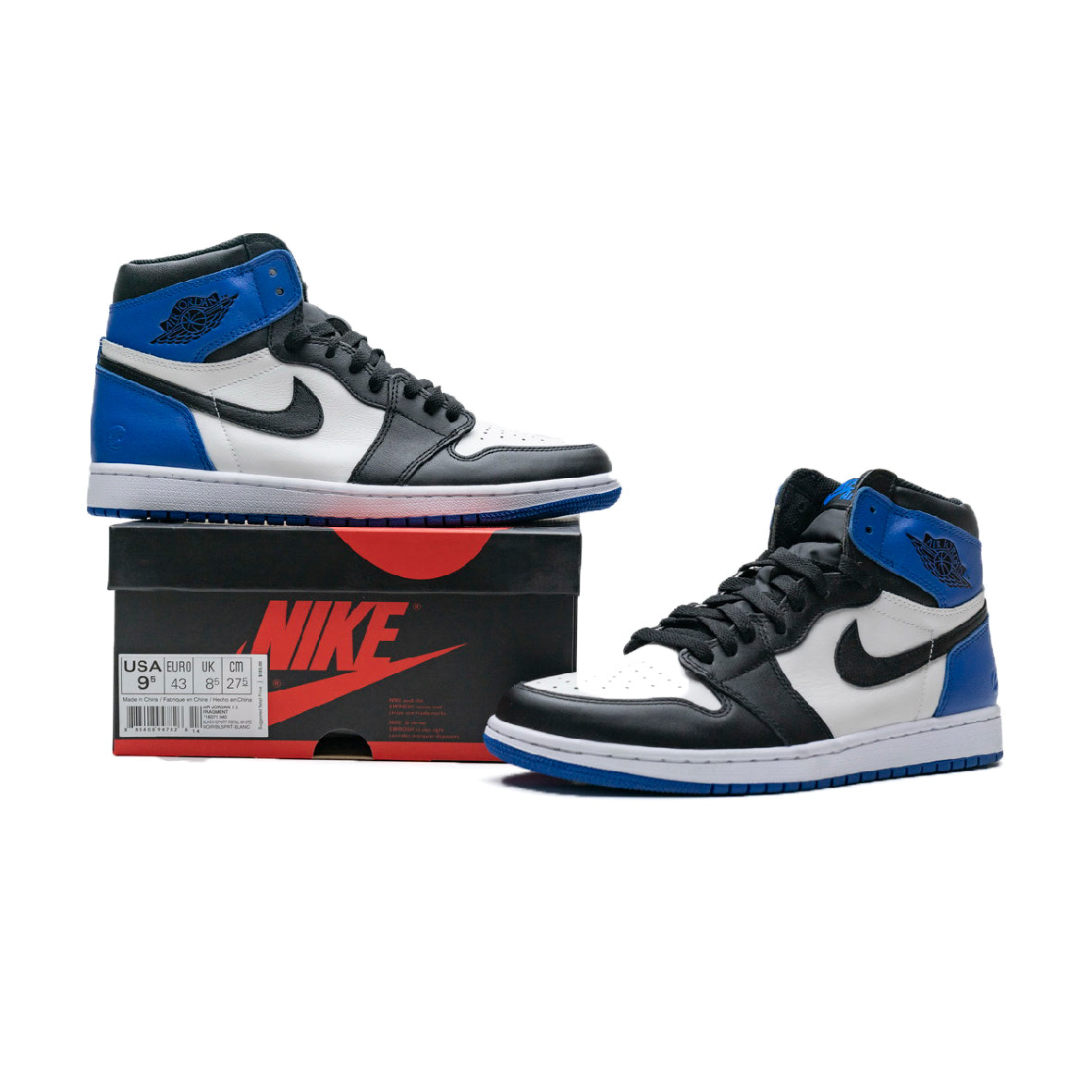 Air Jordan 1 High Fragment baskets montantes homme et femme en cuir noir blanc, vue arrière