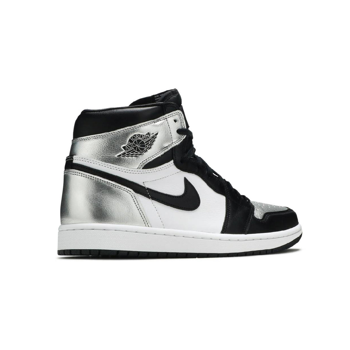 Air Jordan 1 High Silver Toe baskets montantes homme et femme en cuir argent, vue de face