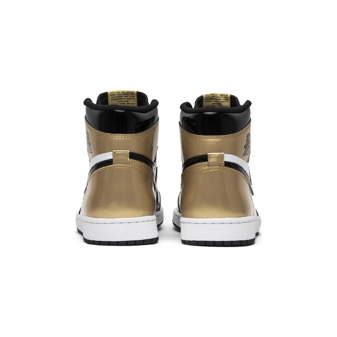 Air Jordan 1 High Gold Toe baskets montantes homme en cuir verni, détail semelle