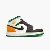 Air Jordan 1 Mid Oakland White, Orange and Green – Baskets Mi-Montantes Homme Femme Daim