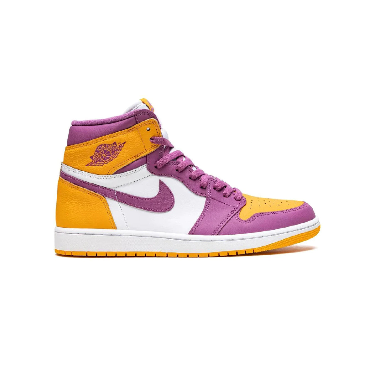 Air Jordan 1 High Brotherhood baskets montantes homme en cuir blanc violet, vue de profil